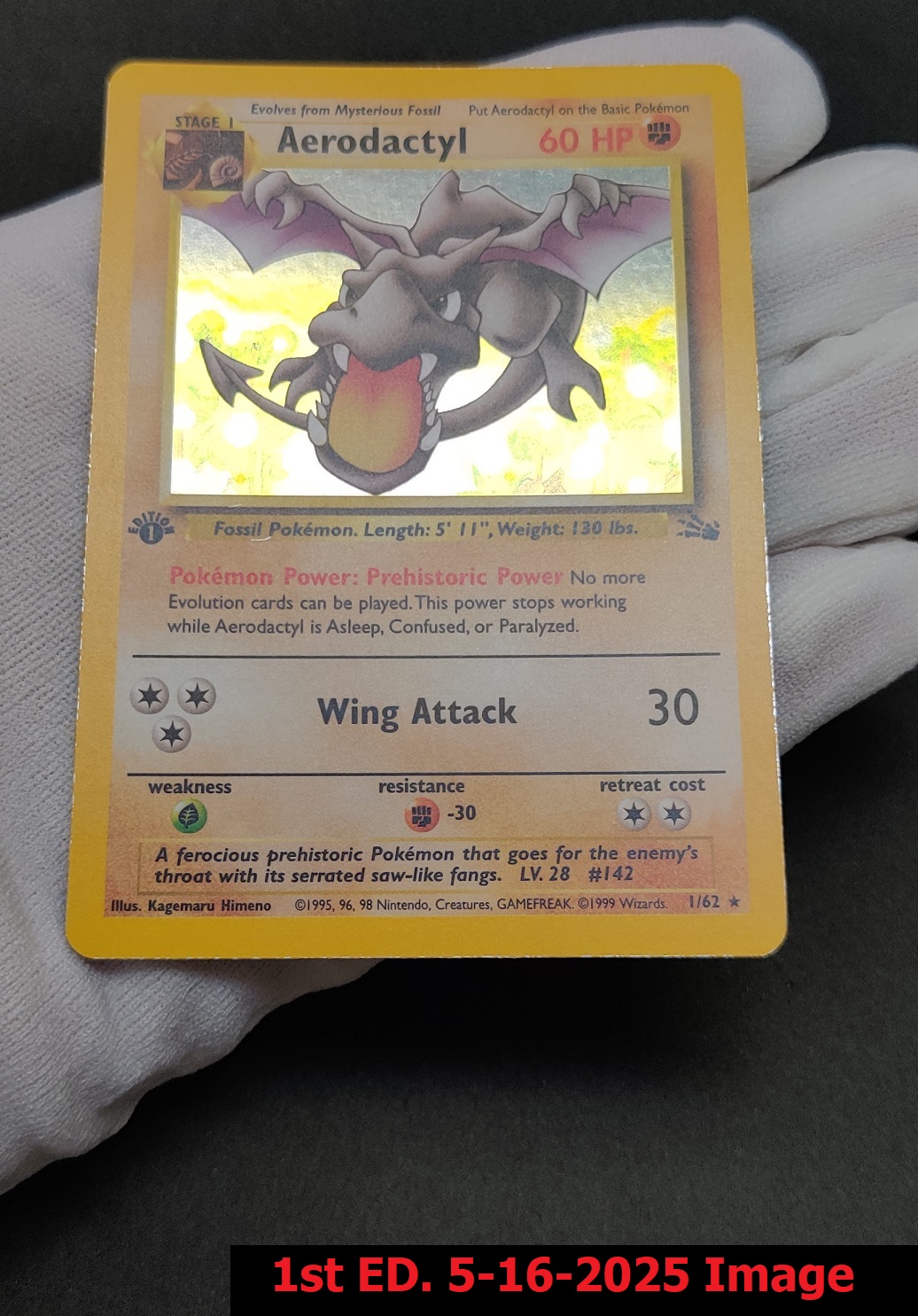 Aerodactyl - 1/62 - Holo Rare - 1st Edition